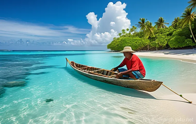 마셜 제도에서의 수산업과 지속 가능성 - Image Prompt 1: Traditional Marshallese Fishermen**